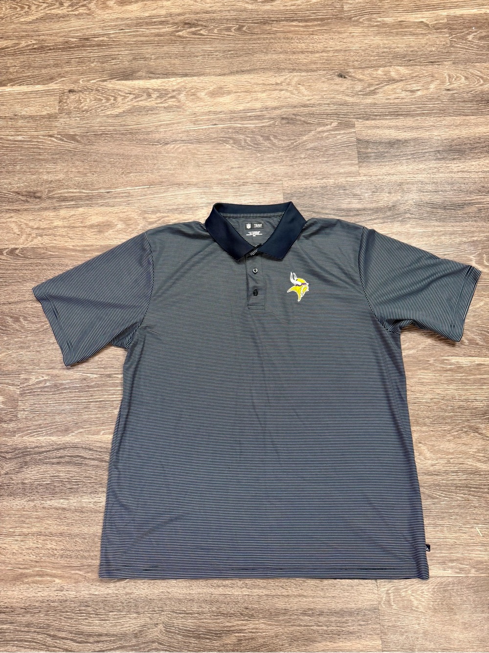NFL Team Apparel Minnesota Vikings Striped Performance Polo Shirt 2XL Black